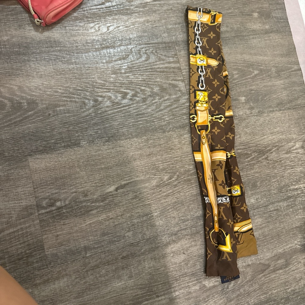Louis Vuitton Brown and Gold Designer Scarf